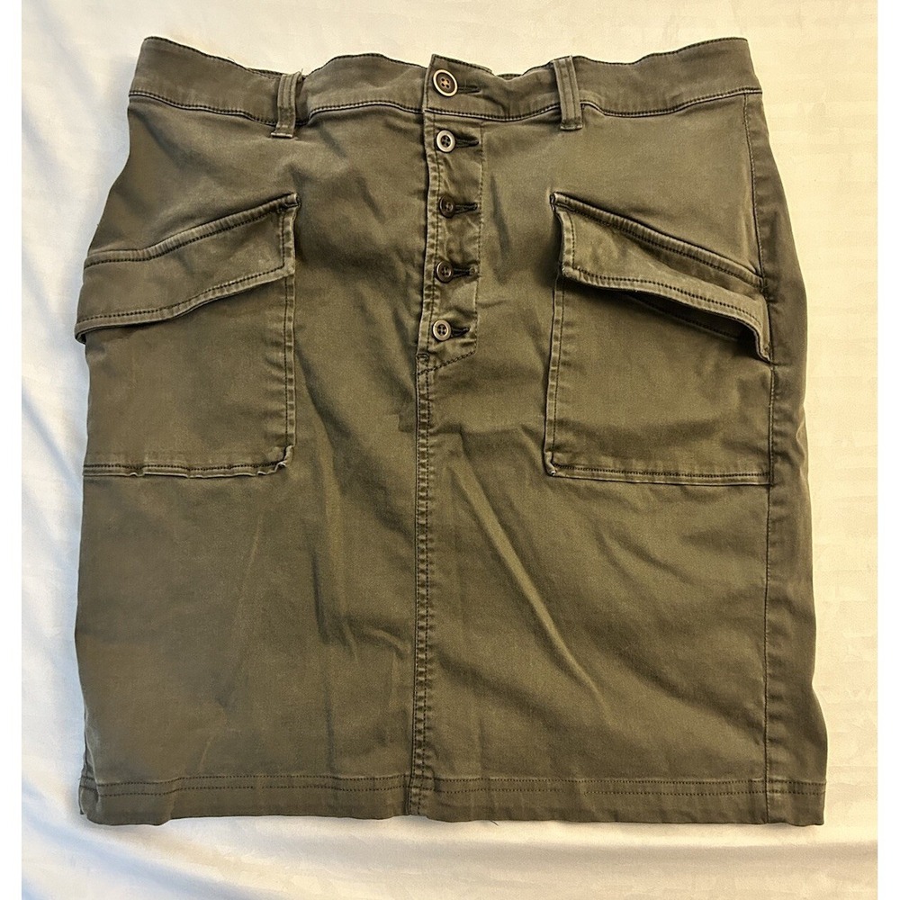 Pilcro and the Letterpress Utility Skirt Women 2 Button Fly Pockets Pencil Sz 10